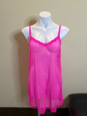smart & sexy Hot Pink Sheer Mesh Slip